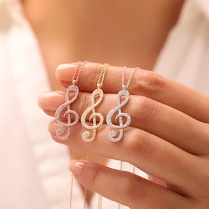 Treble Clef Necklace, Musician Gift Jewelry, Music Note Pendant, Music Lover Necklace, Music Teacher Gift, Treble Clef Gift For Music Lovers