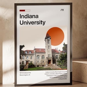 Indiana University Midcentury Modern | IU Bloomington, Hoosiers, Bauhaus, MCM, Poster, Digital Download, Vintage, Home Decor, Wall Art