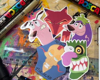 Pegatinas de Coraje, el perro cobarde - Paquete de 5