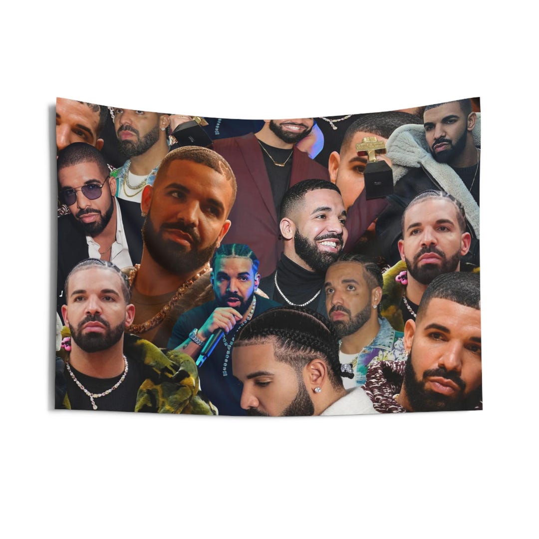 Popstyle Drake Colorful Drake-inspired Collage Colorful Portrait Hip Hop Artist Indoor Wall ...