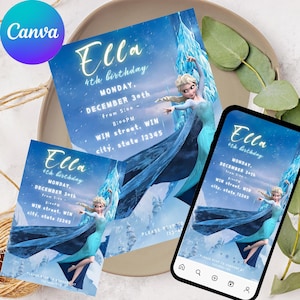 Frozen 4rd Birthday Invitation Frozen Invitation Princess Elsa Anna Party Invitation Girl Frozen Birthday Invite Theme EDITABLE Digital