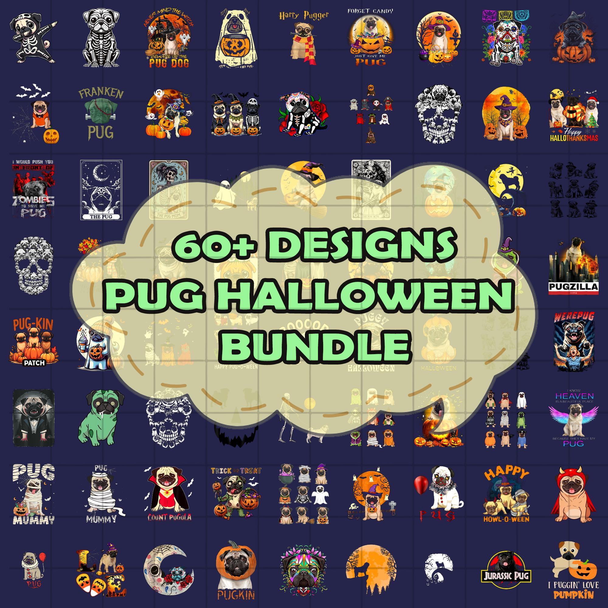 60+ Halloween Pug PNG Bundle, Cute Costume Dog Clipart, Spooky Season ...