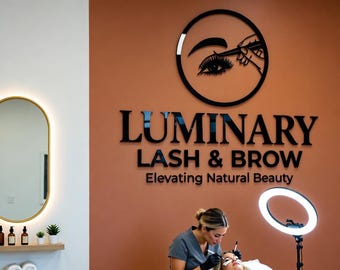 Custom Acrylic Business Logo Sign | 3D Salon Wall Decor
