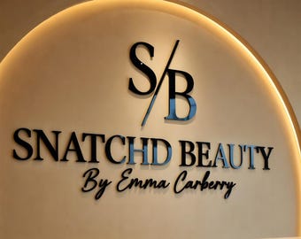 Logo d'entreprise, réception, salon de beauté, logo découpé au laser, enseigne d'entreprise 3D, enseigne d'entreprise, enseigne de salon de beauté