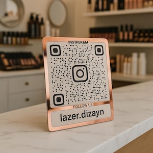 Custom Instagram QR Code Sign for Business, Laser Engraved Acrylic Social Media Plaque, Qr Code Sign For Business