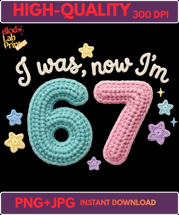 Funny 7th Birthday Knitted PNG, Crochet Style Kids File (Digital Download)