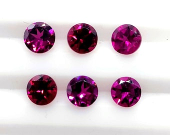 Natural 5mm Rhodolite Garnet Lot: 5 Carats Pinkish-Red Faceted Round Gemstones(6 piece)