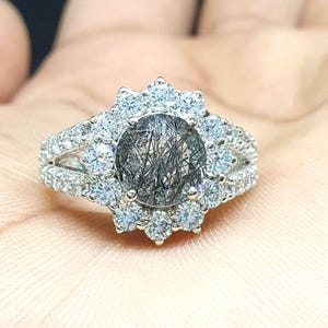 925 Silver Ring for Women | Natural Rutilated Quartz Silver Ring | Handmade Statement Silver Jewelry |  Zircon Gemstone Ring For Gift