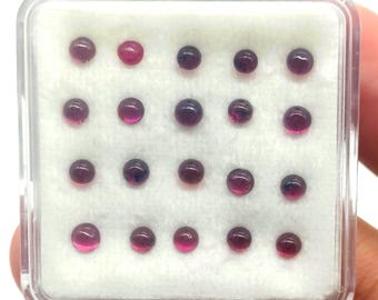 Garnet Cabochon Lot: Calibrated Red Gemstones, 45pcs, 8ct