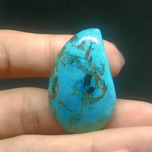 Large 65 Carat Blue Magnasite  Cabochon, 37x29mm Teardrop Howlite Gemstone for Jewelry Making