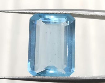 天然アクアマリンルース宝石：14.75カラットのエメラルドカット - Etsy