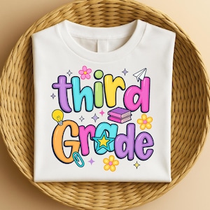 Third Grade PNG, Retro Back to School PNG, Team Grade PNG, Retro Teacher Png, School Supplies, Grade Level Png, Back to School