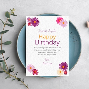 Editable Birthday Card Birthday Printables Happy Birthday Card Flower Birthday Floral Card Birthday Card Printable Birthday Card