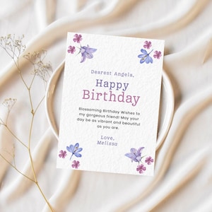 Editable Birthday Card Birthday Printables Happy Birthday Card Flower Birthday Floral Card Birthday Card Printable Birthday Card