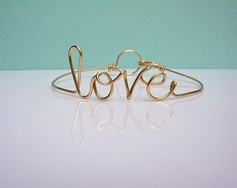 Friendship Bracelet. Love Bracelet. Gold wire love Bracelet.  Love Bangle Bracelet