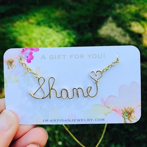 Shane Cursive Personalized Name Necklace- Cursive Name Necklace- Wire Word Necklace ...