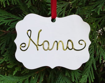 Nana- Wire Word Ornament - Nana Gifts, 1.5" x 4.5"  Colors: Silver Gold Black- Perfect for DIY Cards, Crafts and Gifts!