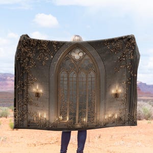 Scholars Window Velveteen Plush Blanket - Cozy Blanket Decor from the Dark Academia Collection 02