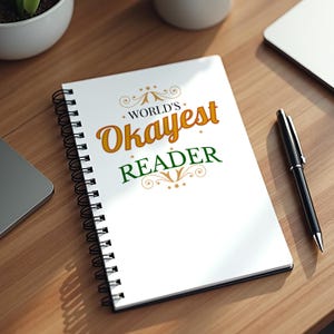 Funny Reader Notebook - World's Okayest Book Journal, Gift for Him or Her
