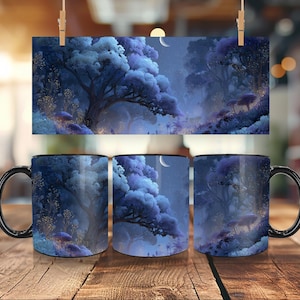 Moonlit Fantasy Forest Mug: Witchy Cottagecore Ceramic Mug