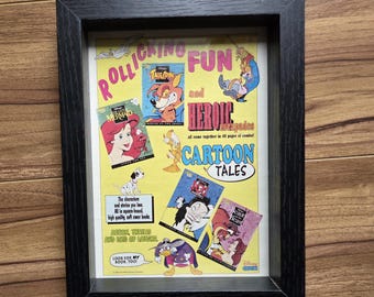 Vintage Disney Lovers Dream : 1992 Cartoon Tales Series 1992 (genuine comic print advertisement 10/10 preserved in frame) Rollicking Fun