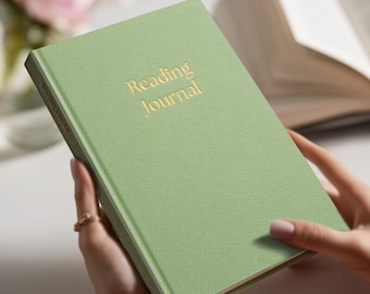 Reading Journal - Hardcover Linen Book Journal for Book Lovers - Book Lovers Gifts - Book Accessories for Readers - 52 Book Reviews - Green
