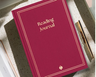 Reading Journal - Hardcover Linen Book Journal for Book Lovers - Book Lovers Gifts - Aesthetic Book Accessories - 52 Book Reviews - Burgundy