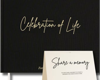 Celebration of Life Black Guest Book – Funeral Guest Book for Memorial Service _ Keepsake Memory Book for Loved Ones - Black