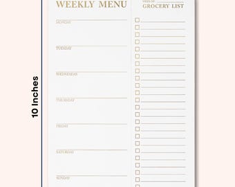 White Magnetic Meal Planner Notepad & Tear Off Weekly Grocery List for Fridge - Grocery Shopping List Notepad – Dinner List for Refrigerator