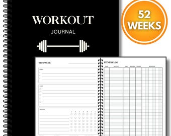 Workout Journal for Men & Women – Fitness Journal, Workout Logbook, Gym Fitness Planner, 52 Weeks of Tracking _ 8.2 x 6 inches – Hard-Cover