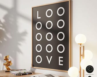 LOVE – Minimalist Typography Poster – Black and White – Digital Download