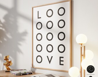 LOVE – Minimalist Typography Poster – Black and White – Digital Download