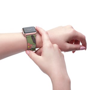 Uhrenarmband Floral, Uhrenarmband mit Lebendigem Blumen, Frühlings-Mode-Accessoire, Natur-inspiriertes Geschenk, Smartwatch-Armband verstellbar
