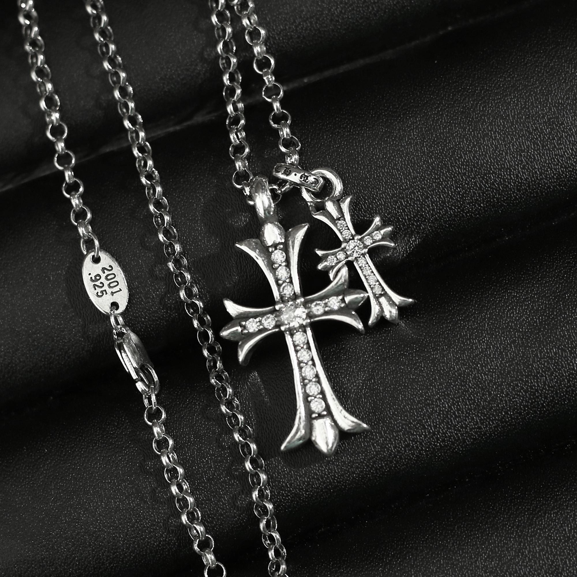 Chrome Hearts Style Necklace Double Cross - Etsy display picture 1