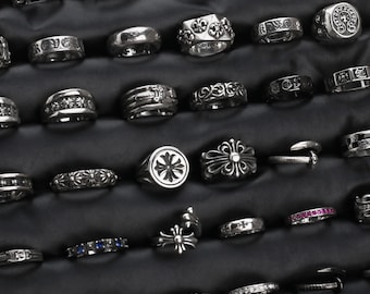 Silver Vintage forever Cross Flower Ring Birthday Gothic Design Jewelry Party Christmas Gifts