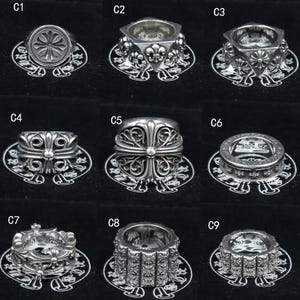 Silver Vintage Cross Flower forever Ring Gothic Design Jewelry Birthday Party Christmas Gifts imagen 2