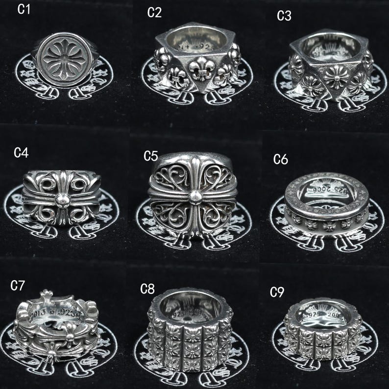 Silver Vintage Cross Flower forever Ring Gothic Design Jewelry Birthday Party Christmas Gifts imagen 2