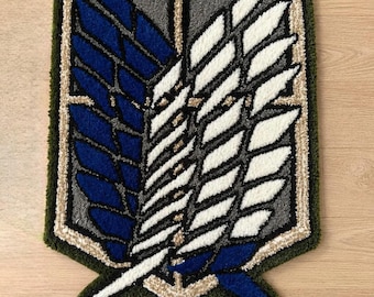 Attack on Titan Wings of Freedom Rug | Scout Regiment Emblem Shaped Tufted Rug | Handmade Anime Wall Decor