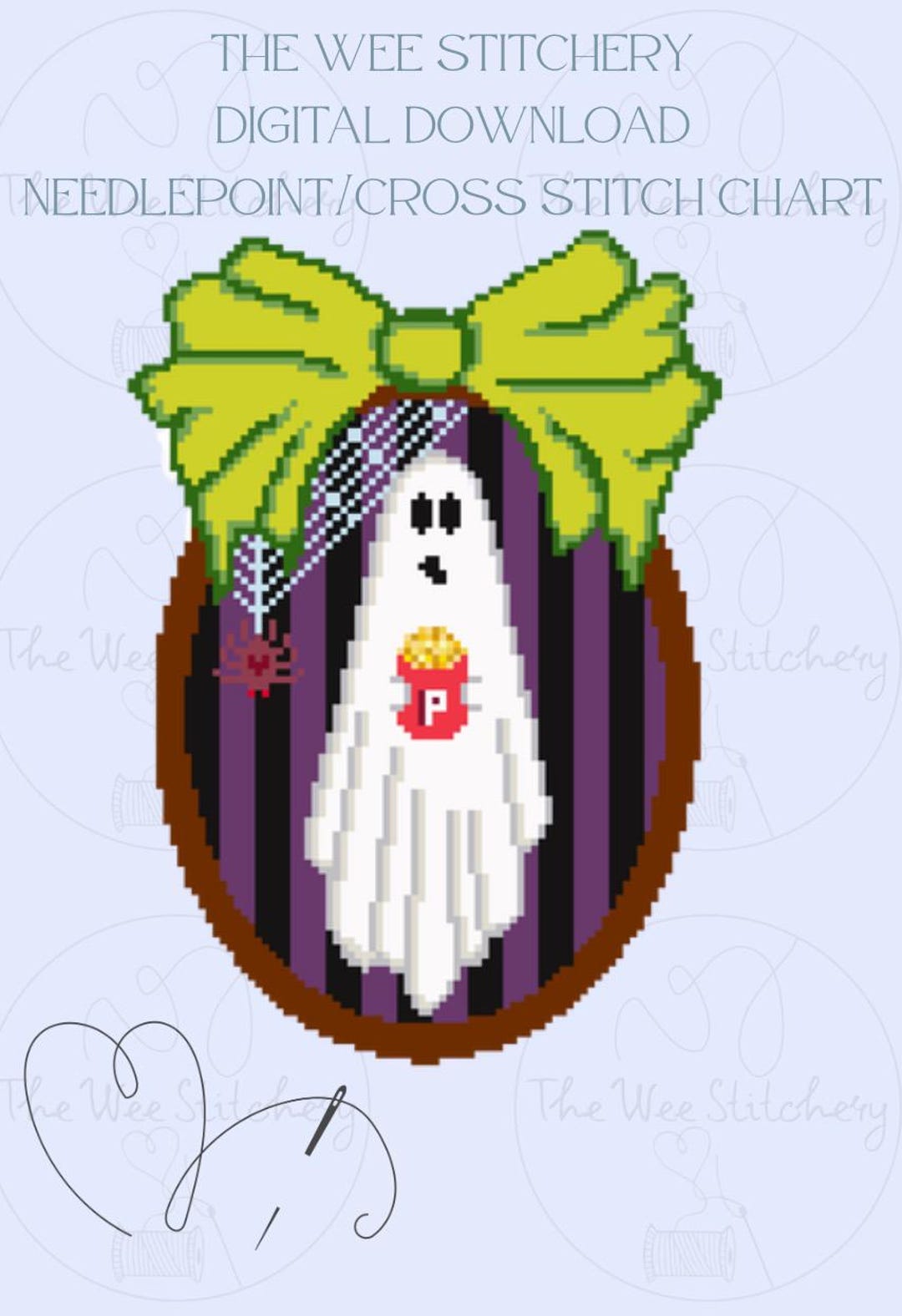 Spooky Ghost Needlepoint Chart: Halloween Cross Stitch Pattern (PDF ...