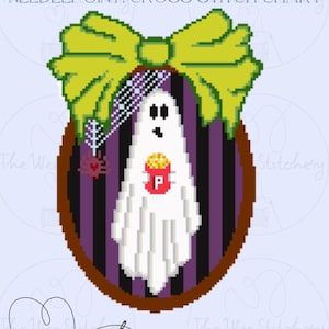 needle point chart/cross stitch chart, spooky,quirky,ghost,autumn, Halloween  digital pdf download pattern 18count canvas
