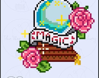 Halloween Crystal Ball Needlepoint Chart: Autumn Magic (PDF Pattern, 18 Count Canvas Ornament Size)