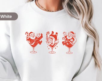 Santa Claus And Cocktail Sweatshirt, Gift For Christmas Party, Gift For Cocktail Lover