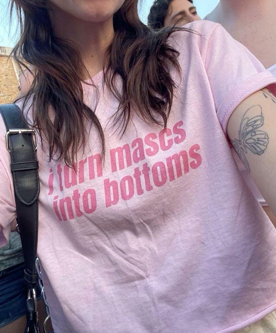 I Turn Mascs Into Bottoms Y2K Baby Tee, Lesbian Baby Fit Shirt, Femme Lesbian, LGBTQ Pride T-Shirt, Trans Pride Shirt