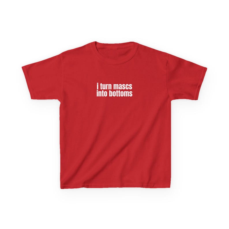 I Turn Mascs Into Bottoms Y2K Baby Tee, Lesbian Baby Fit Shirt, Femme Lesbian, LGBTQ Pride T-Shirt, Trans Pride Shirt Red