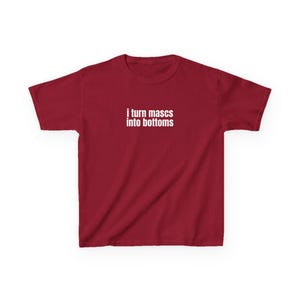 I Turn Mascs Into Bottoms Y2K Baby Tee, Lesbian Baby Fit Shirt, Femme Lesbian, LGBTQ Pride T-Shirt, Trans Pride Shirt Cardinal Red