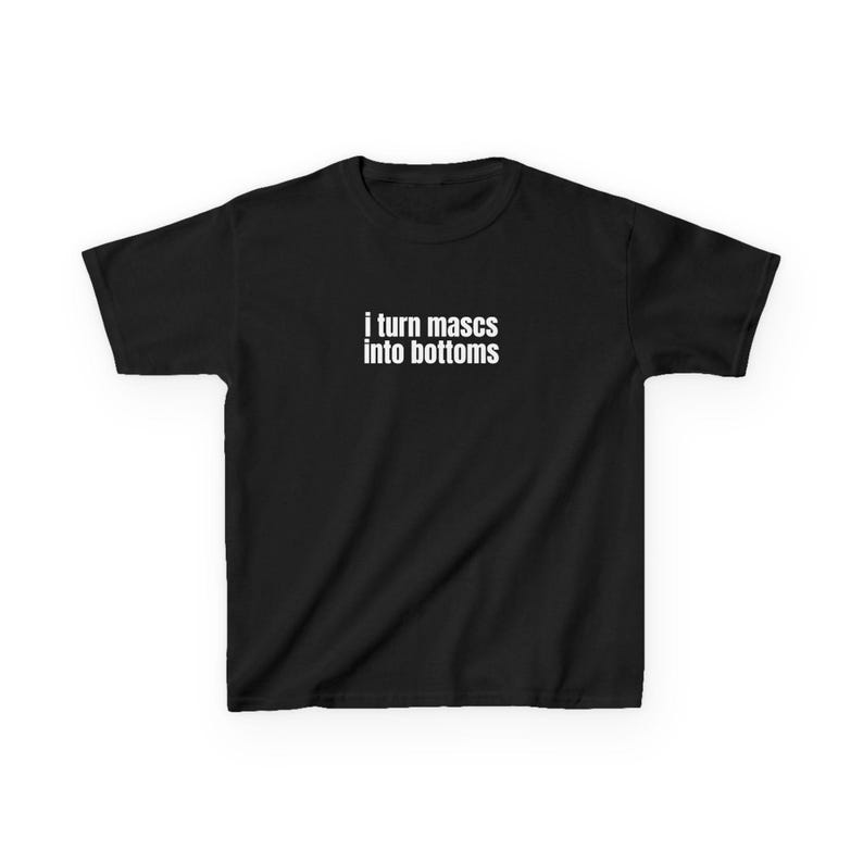 I Turn Mascs Into Bottoms Y2K Baby Tee, Lesbian Baby Fit Shirt, Femme Lesbian, LGBTQ Pride T-Shirt, Trans Pride Shirt Black