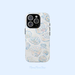 Seashell Beach Protective Phone Case, Cute Phone Accessory Gift for Her, iPhone 16 15 14 13 12 Pro Max Plus Samsung Galaxy S25 S24 S23 Ultra