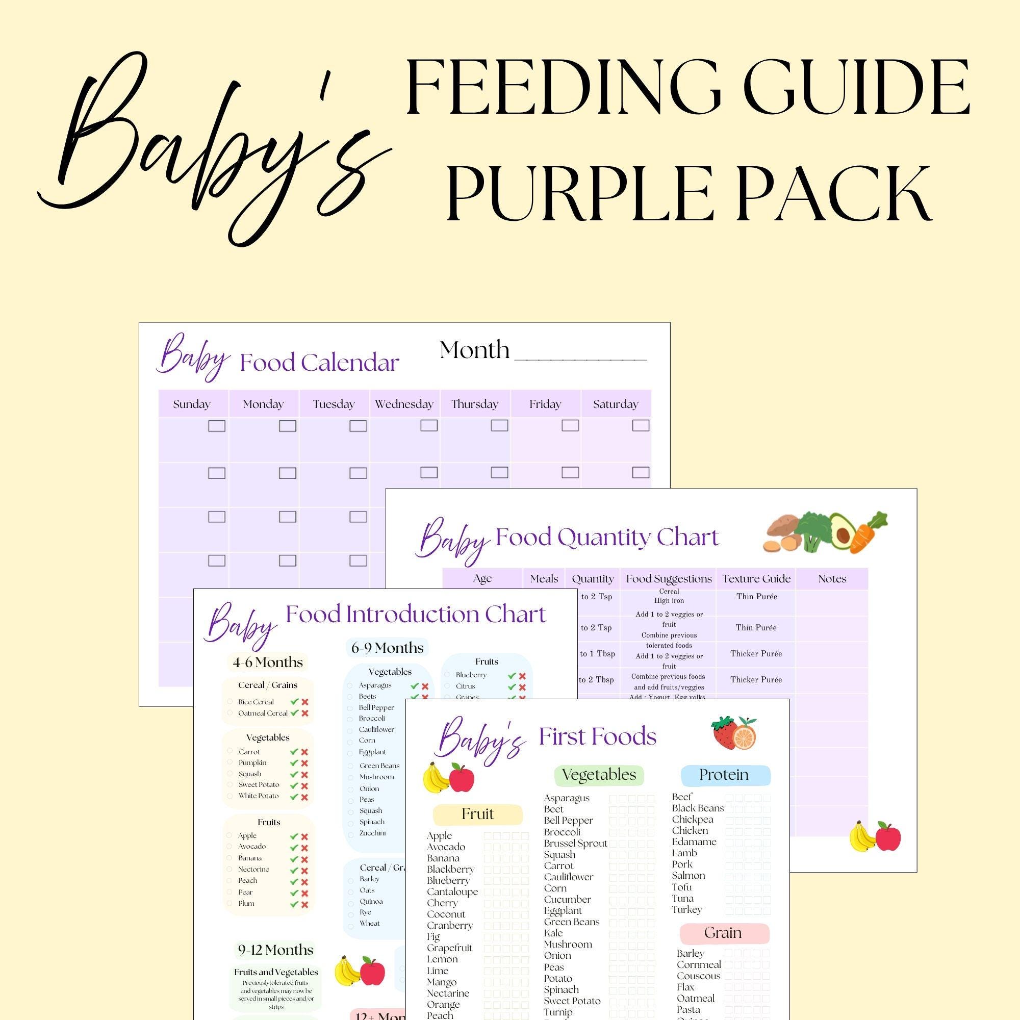 Baby Feeding Guide Templates: Food Introduction Chart (printable ...
