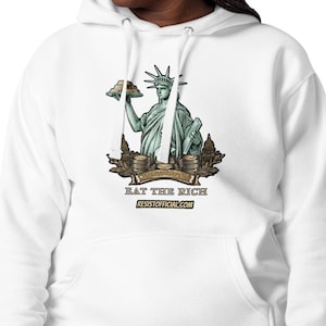Eat the Rich Statue of Liberty Anti-Capitalism Hoodie | Tax Oligarchy Class War Protest Tee