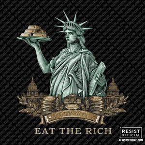 Anti-Capitalist Lady Liberty Sticker: Eat the Rich, Tax Billionaires, Class War Decal for Economic Justice